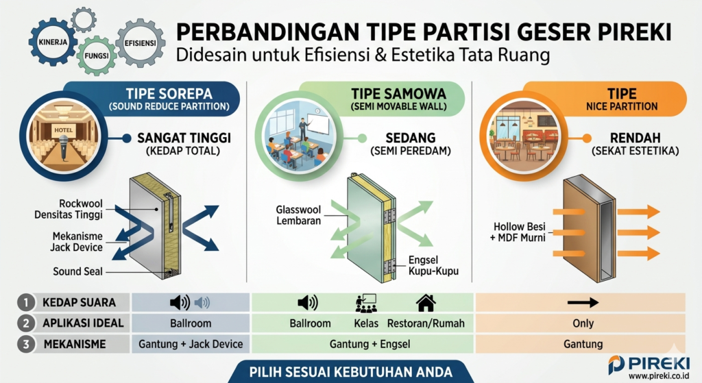 tabel perbandingan tipe partisi geser